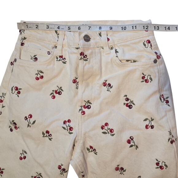 Reformation Cherries Embroidered High Rise Straight Leg Jeans sz 25, girls 14/16 - Picture 10 of 11